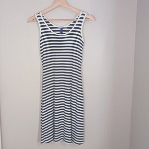 Seraphine Maternity Nursing Dress XS Blue White Stripe Sleeveless Stretch Dress